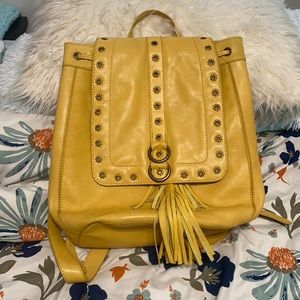Frye yellow leather backpack